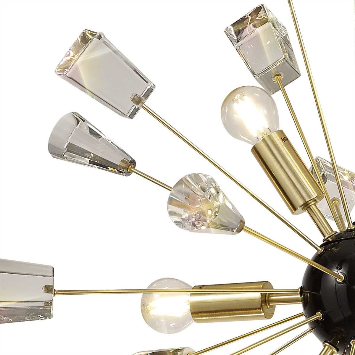 Magna 9 Light Brushed Gold, Gloss Black & Crystal Sputnik Pendant