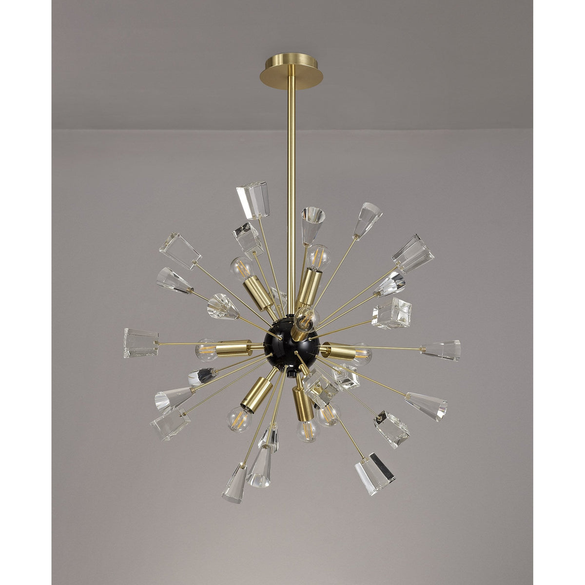 Magna 9 Light Brushed Gold, Gloss Black & Crystal Sputnik Pendant