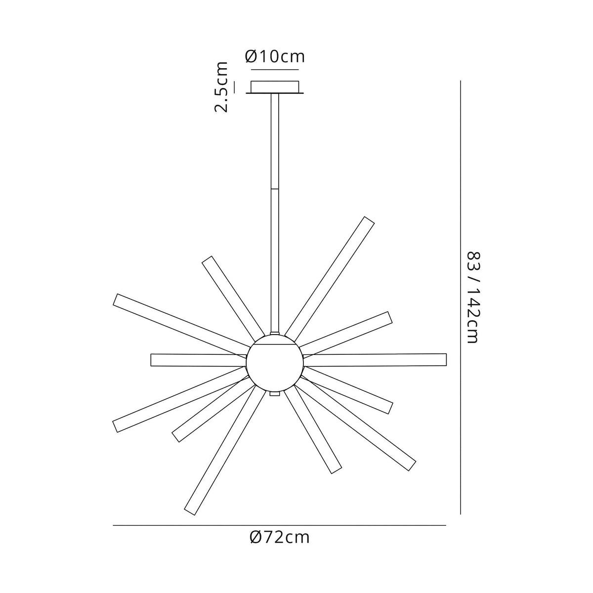 Frithelstock 16 Light Polished Chrome Pendant with Amber & Champagne Glass