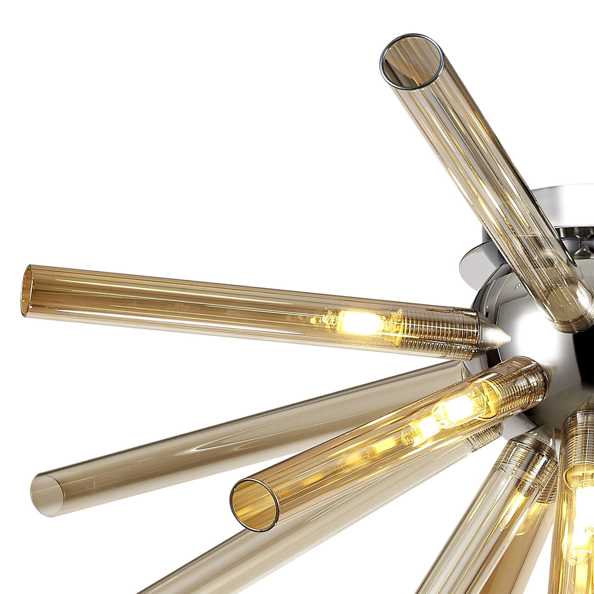 Frithelstock Semi-Flush Ceiling Light in Polished Chrome with Amber & Champagne Glass