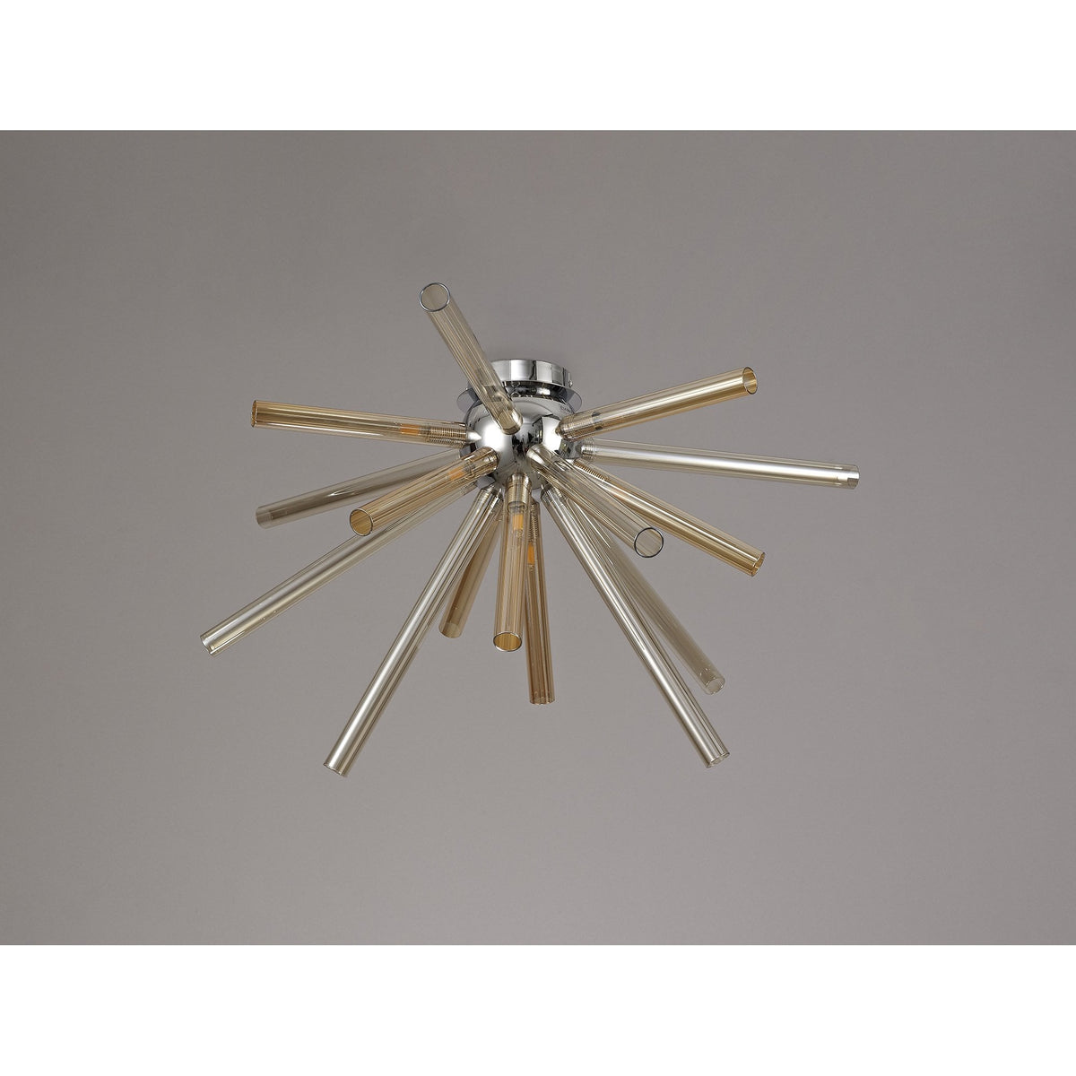 Frithelstock Semi-Flush Ceiling Light in Polished Chrome with Amber & Champagne Glass