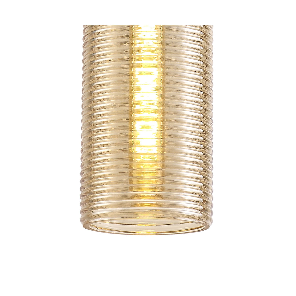 Huntsham Single Tube Pendant in Black with Amber Glass