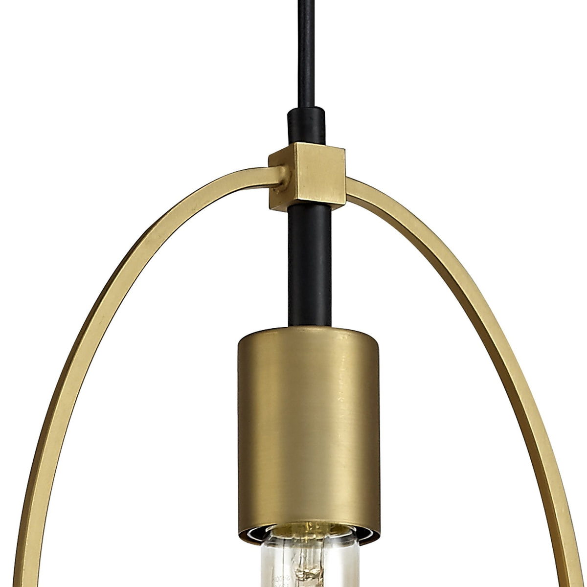 Hallsands Single Small Circle Pendant in Sand Gold and Matt Black