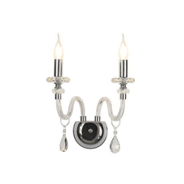 Gussard E14 Polished Chrome & Crystal Twin Wall Lamp