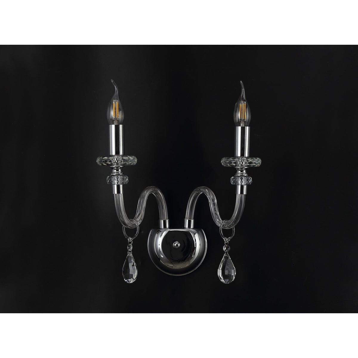 Gussard E14 Polished Chrome & Crystal Twin Wall Lamp