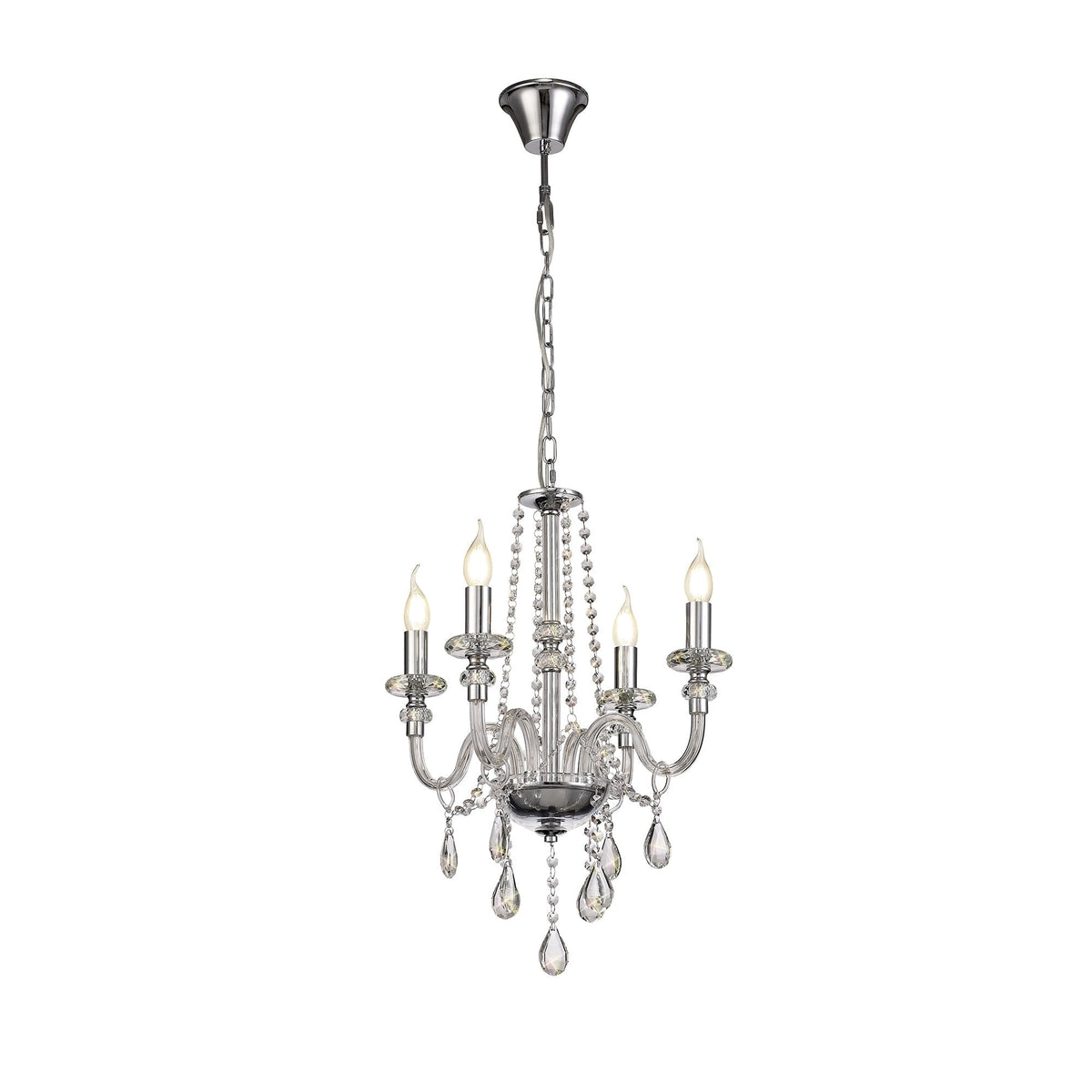 Gussard E14 Polished Chrome & Crystal 4 Light Chandelier Pendant