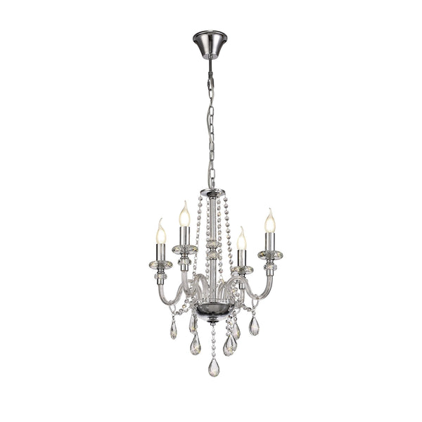 Gussard E14 Polished Chrome & Crystal 4 Light Chandelier Pendant