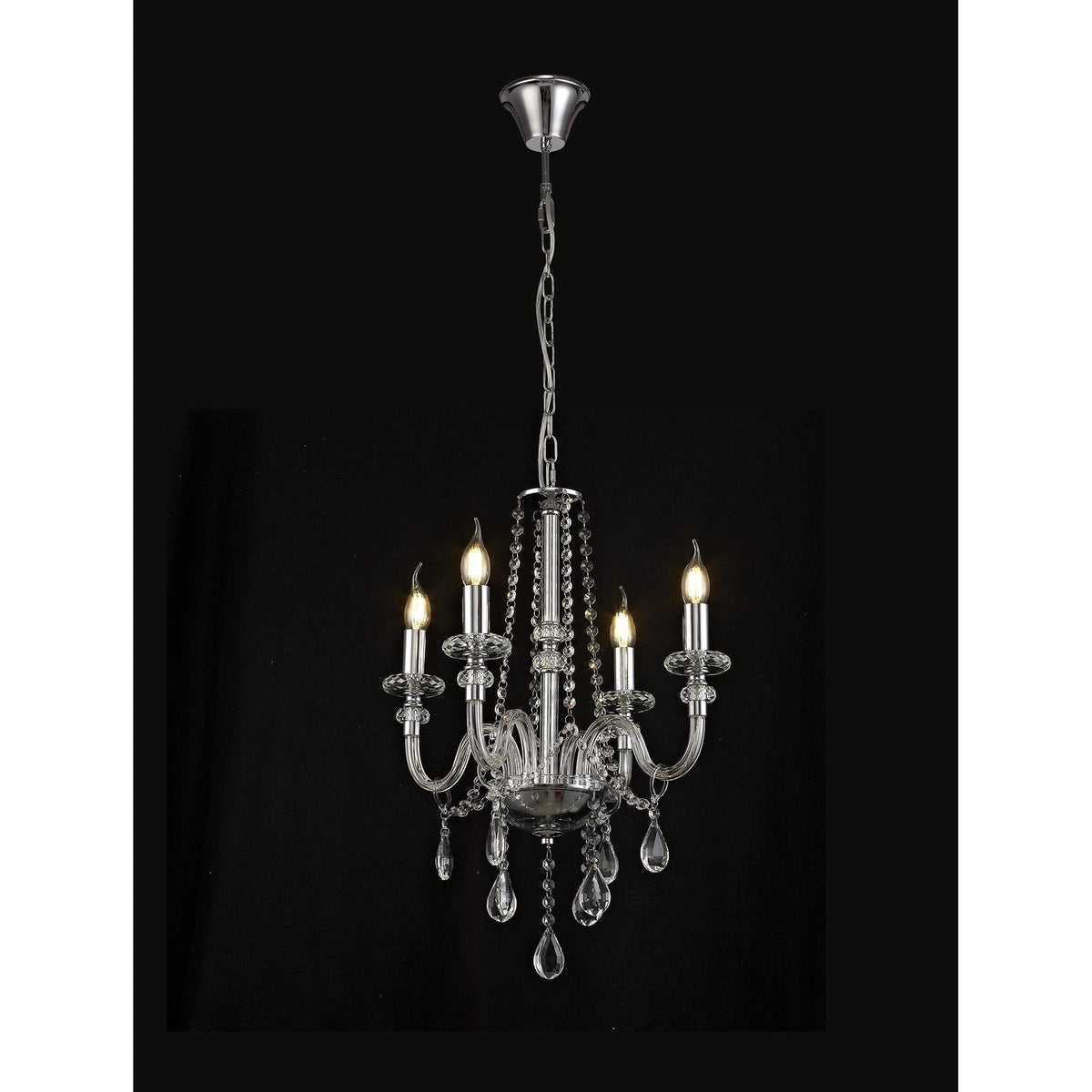 Gussard E14 Polished Chrome & Crystal 4 Light Chandelier Pendant