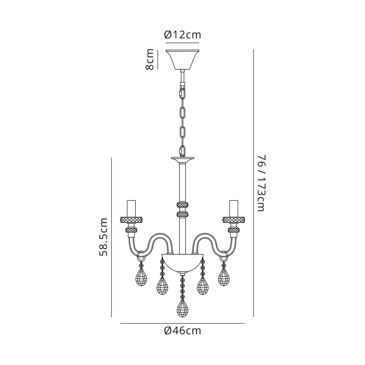 Gussard E14 Polished Chrome & Crystal 4 Light Chandelier Pendant