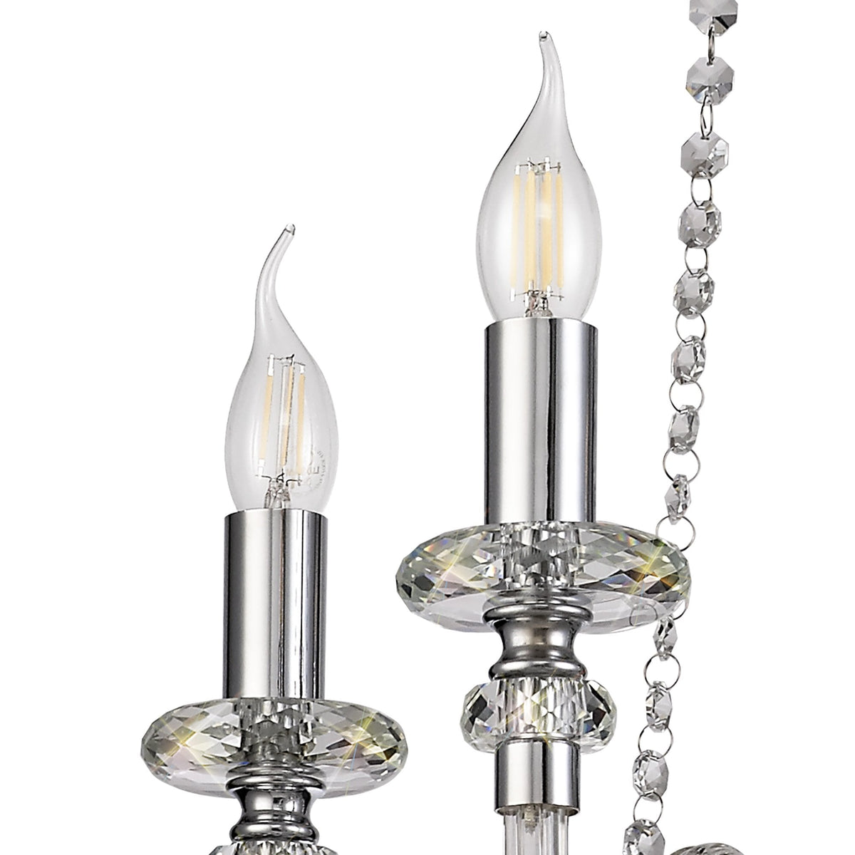 Gussard E14 Polished Chrome & Crystal 4 Light Chandelier Pendant