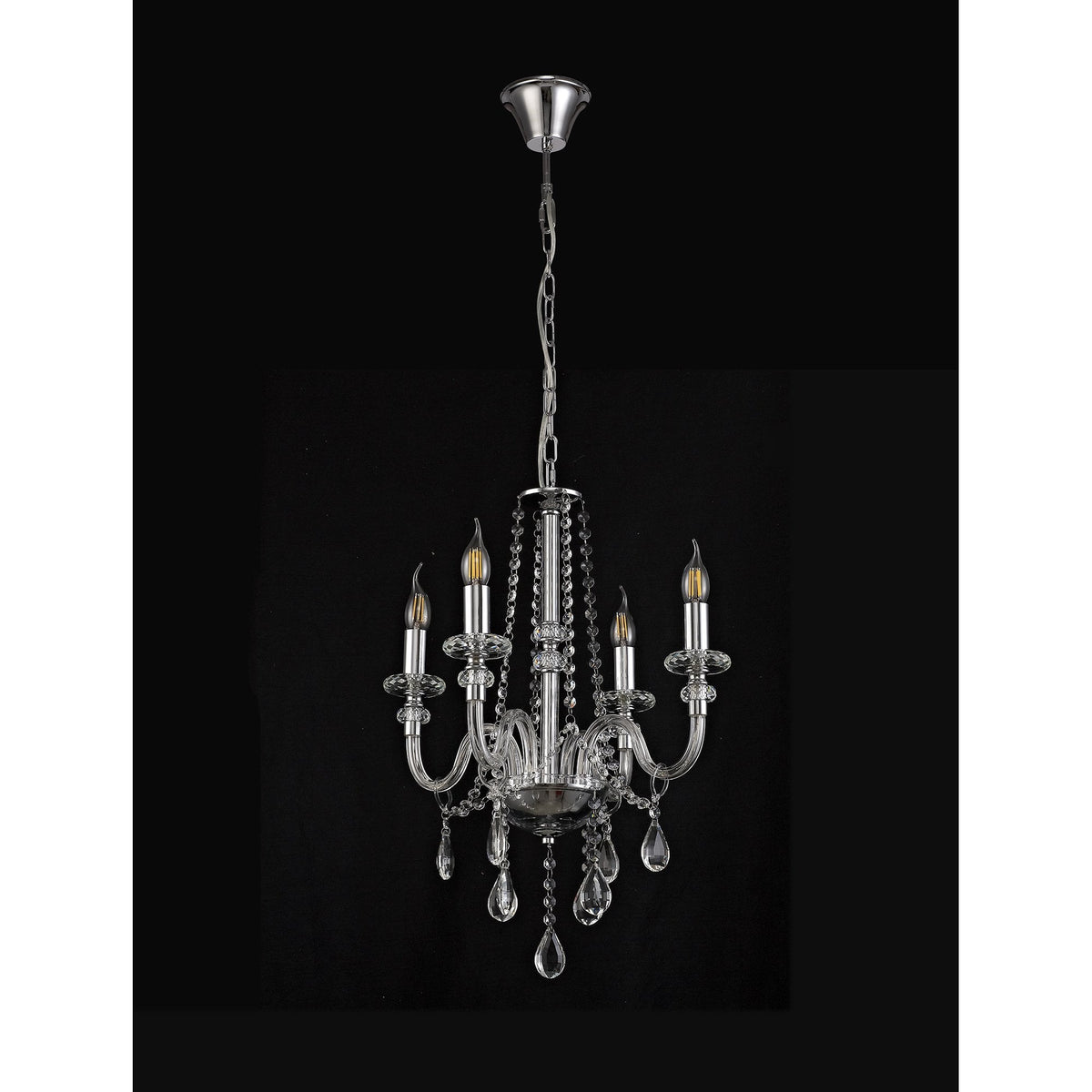 Gussard E14 Polished Chrome & Crystal 4 Light Chandelier Pendant