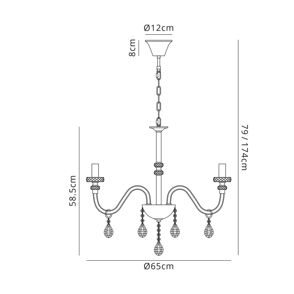 Gussard E14 Polished Chrome & Crystal 6 Light Chandelier Pendant