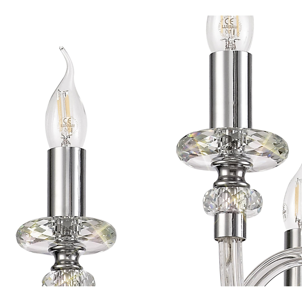 Gussard E14 Polished Chrome & Crystal 6 Light Chandelier Pendant