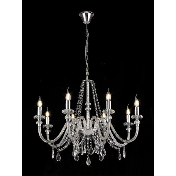 Gussard E14 Polished Chrome & Crystal 8 Light Chandelier Pendant