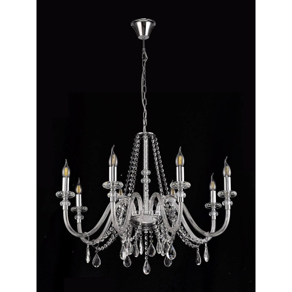 Gussard E14 Polished Chrome & Crystal 8 Light Chandelier Pendant