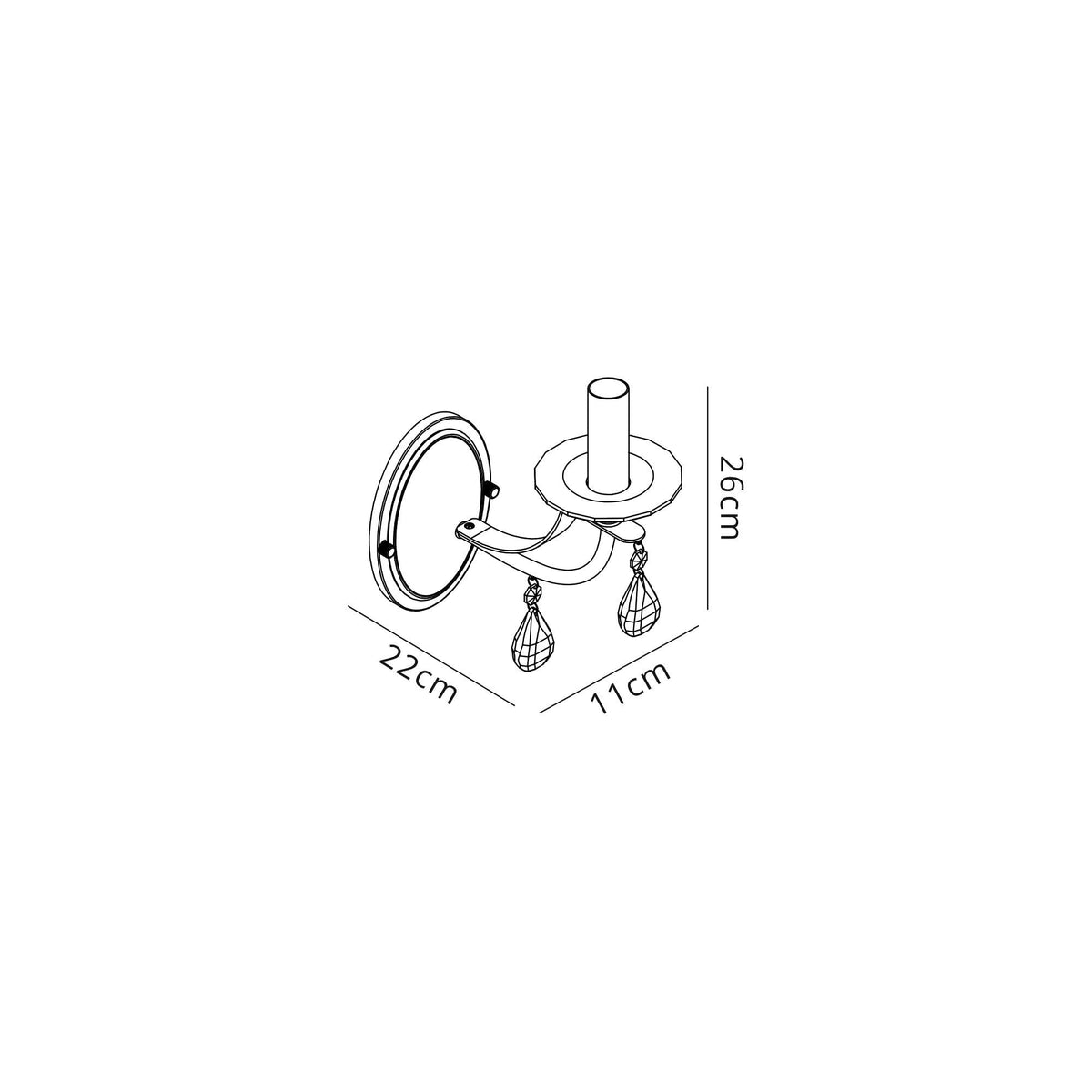 Kingskerswell E14 Polished Chrome & Satin Nickel Single Wall Light with Clear Crystal