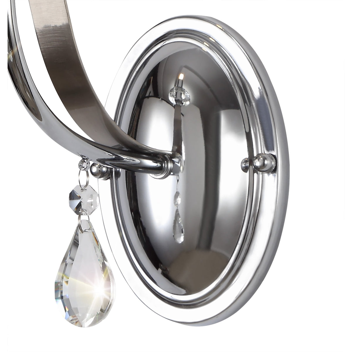 Kingskerswell E14 Polished Chrome & Satin Nickel Single Wall Light with Clear Crystal