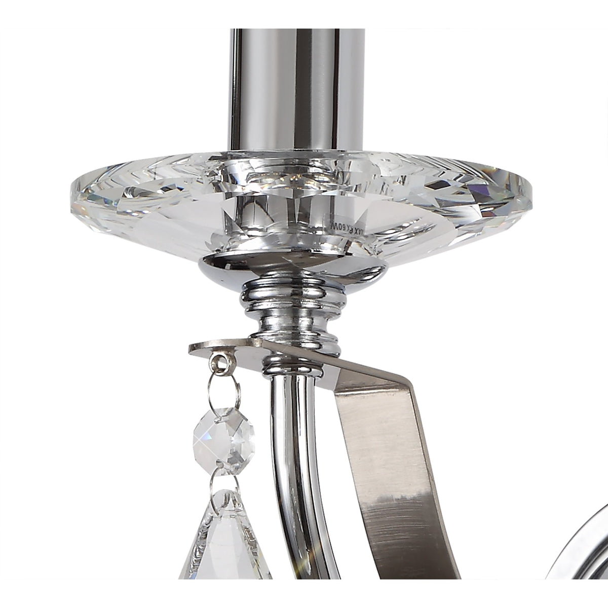 Kingskerswell E14 Polished Chrome & Satin Nickel Single Wall Light with Clear Crystal