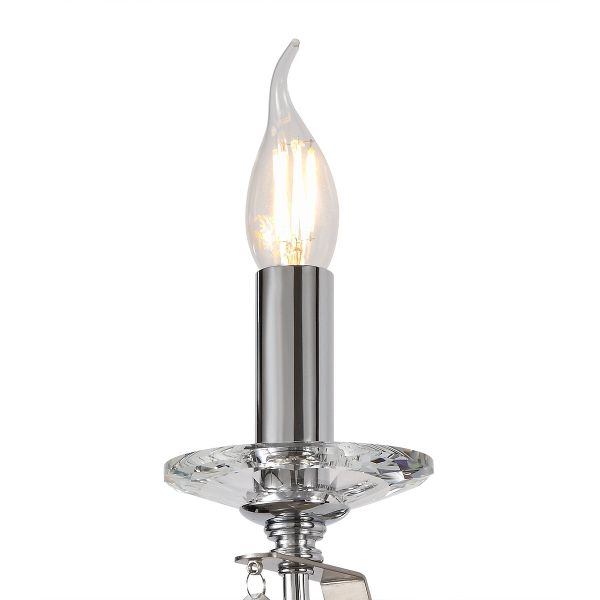 Kingskerswell E14 Polished Chrome & Satin Nickel Single Wall Light with Clear Crystal
