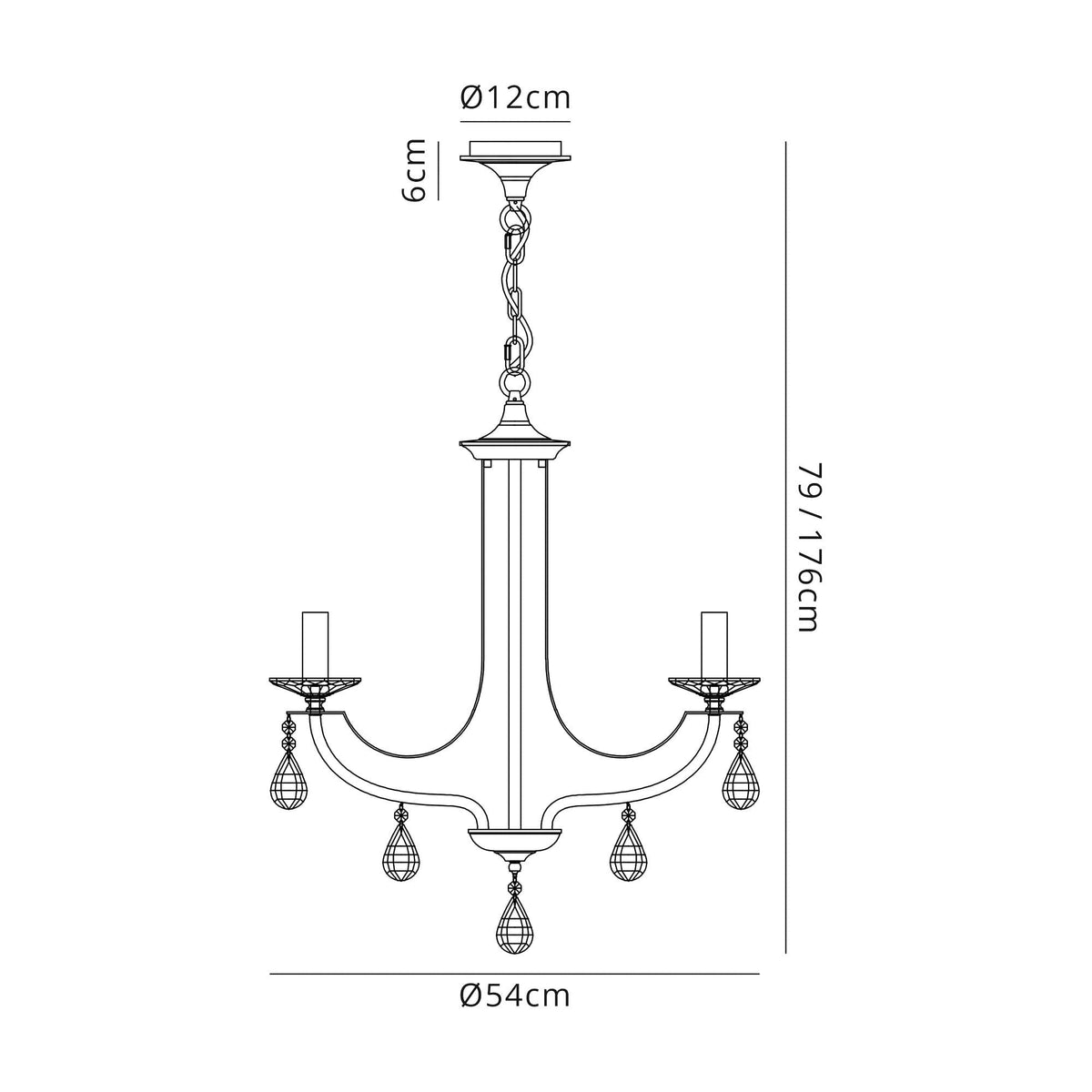 Kingskerswell E14 3 Light Polished Chrome & Satin Nickel Pendant with Clear Crystal