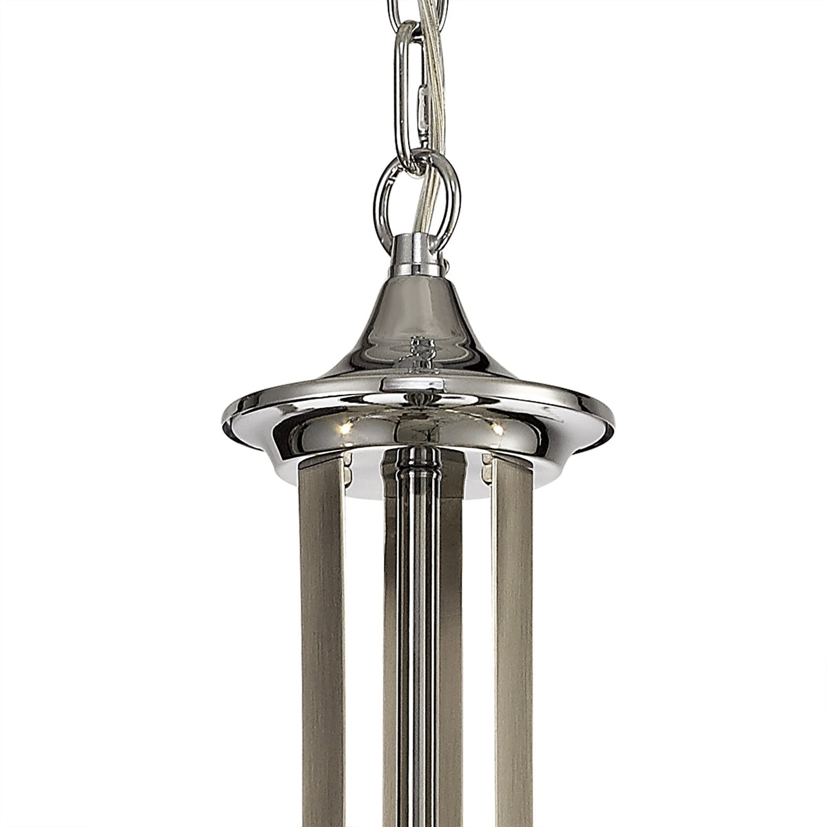 Kingskerswell E14 3 Light Polished Chrome & Satin Nickel Pendant with Clear Crystal