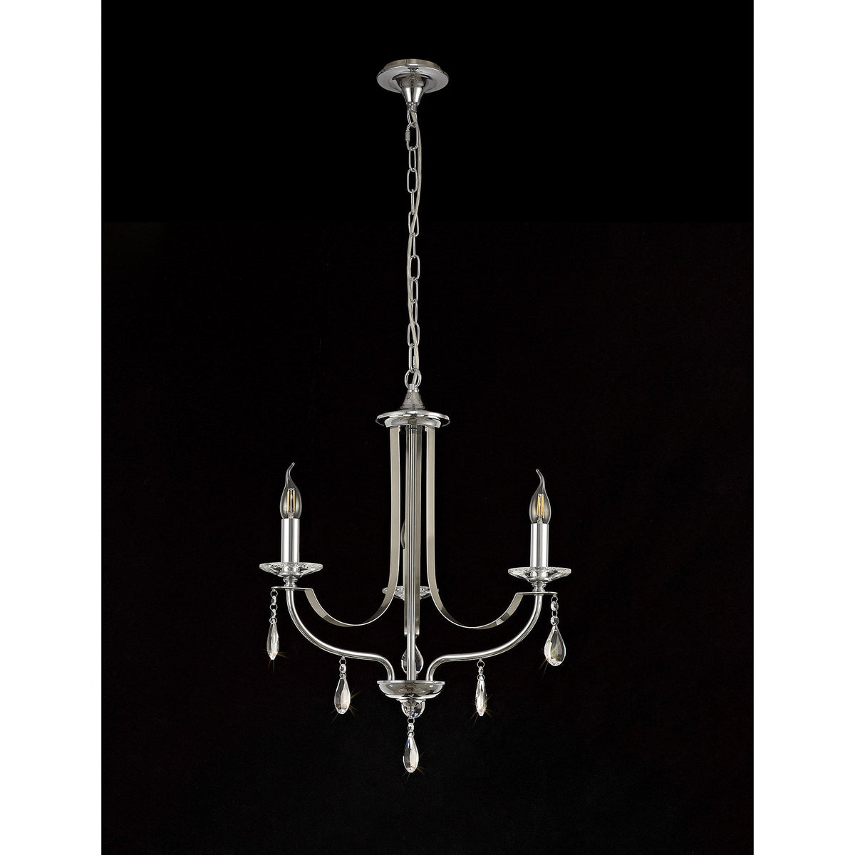 Kingskerswell E14 3 Light Polished Chrome & Satin Nickel Pendant with Clear Crystal