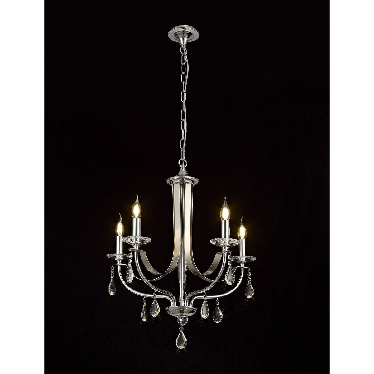 Kingskerswell E14 5 Light Polished Chrome & Satin Nickel Pendant with Clear Crystal