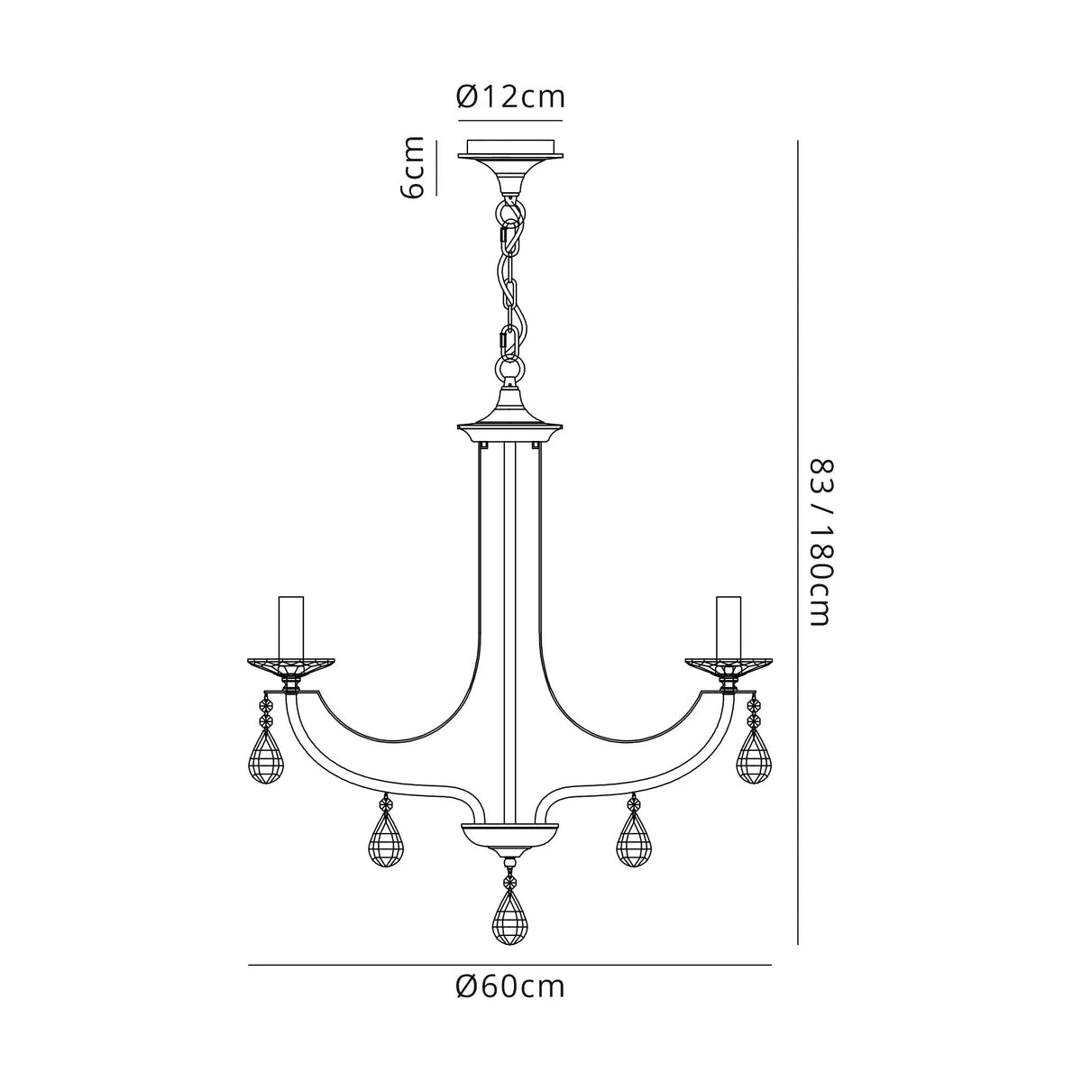 Kingskerswell E14 5 Light Polished Chrome & Satin Nickel Pendant with Clear Crystal