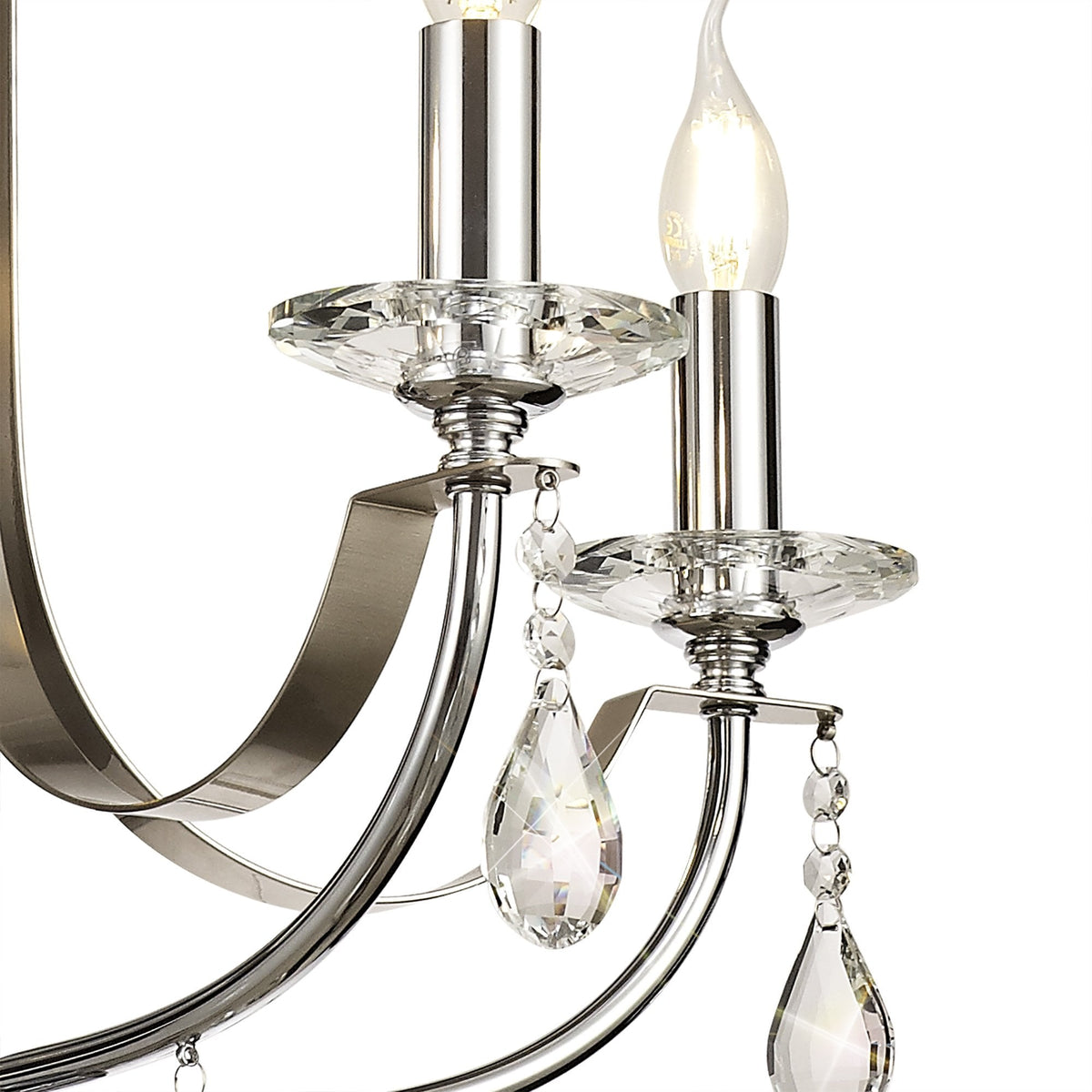 Kingskerswell E14 5 Light Polished Chrome & Satin Nickel Pendant with Clear Crystal