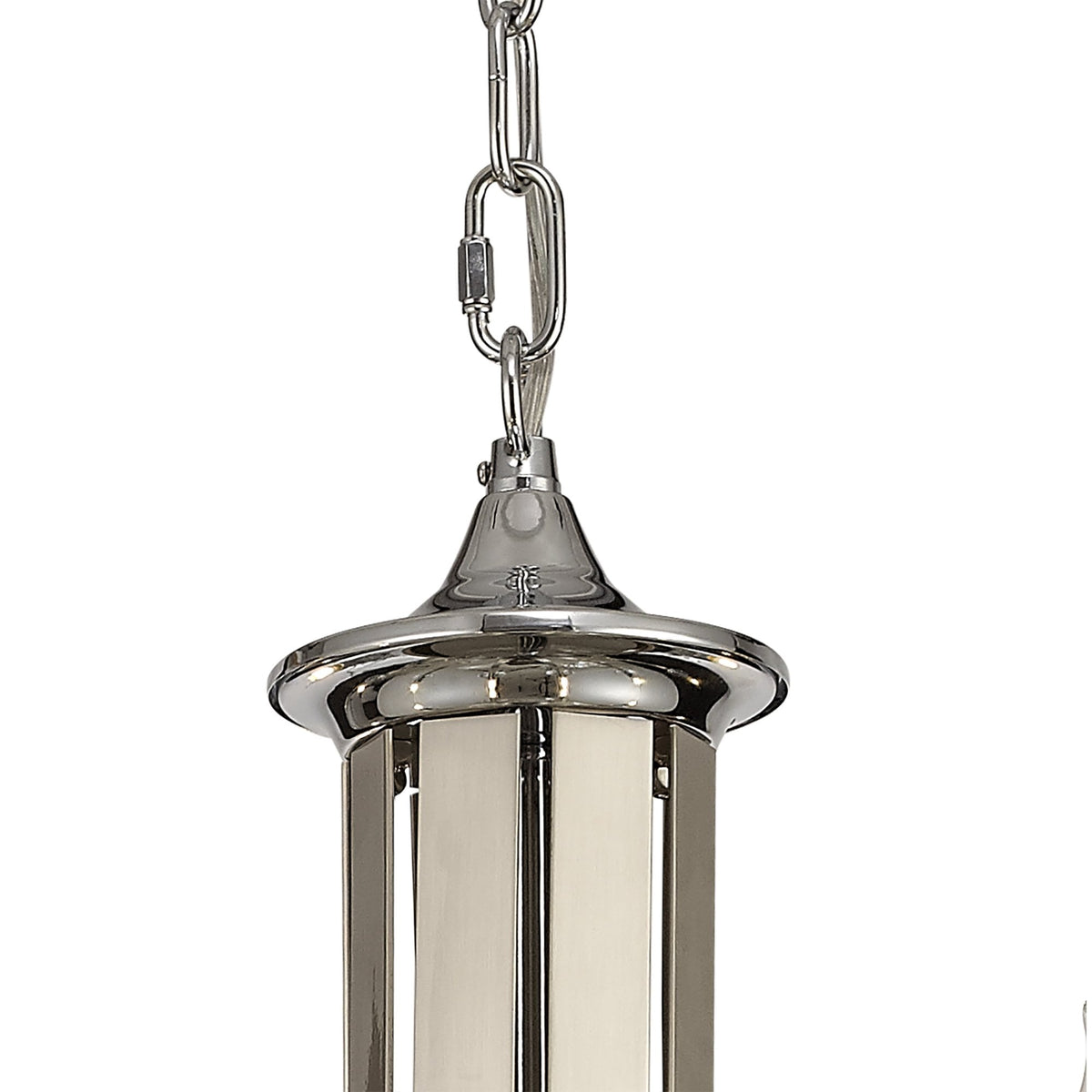 Kingskerswell E14 8 Light Polished Chrome & Satin Nickel Pendant with Clear Crystal