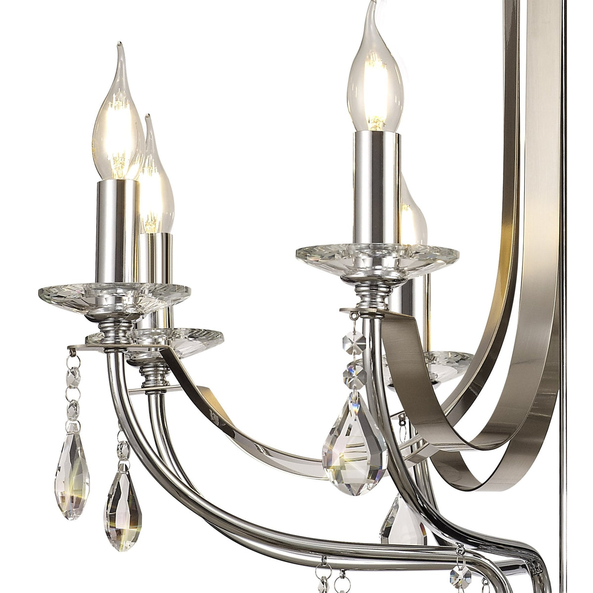 Kingskerswell E14 8 Light Polished Chrome & Satin Nickel Pendant with Clear Crystal