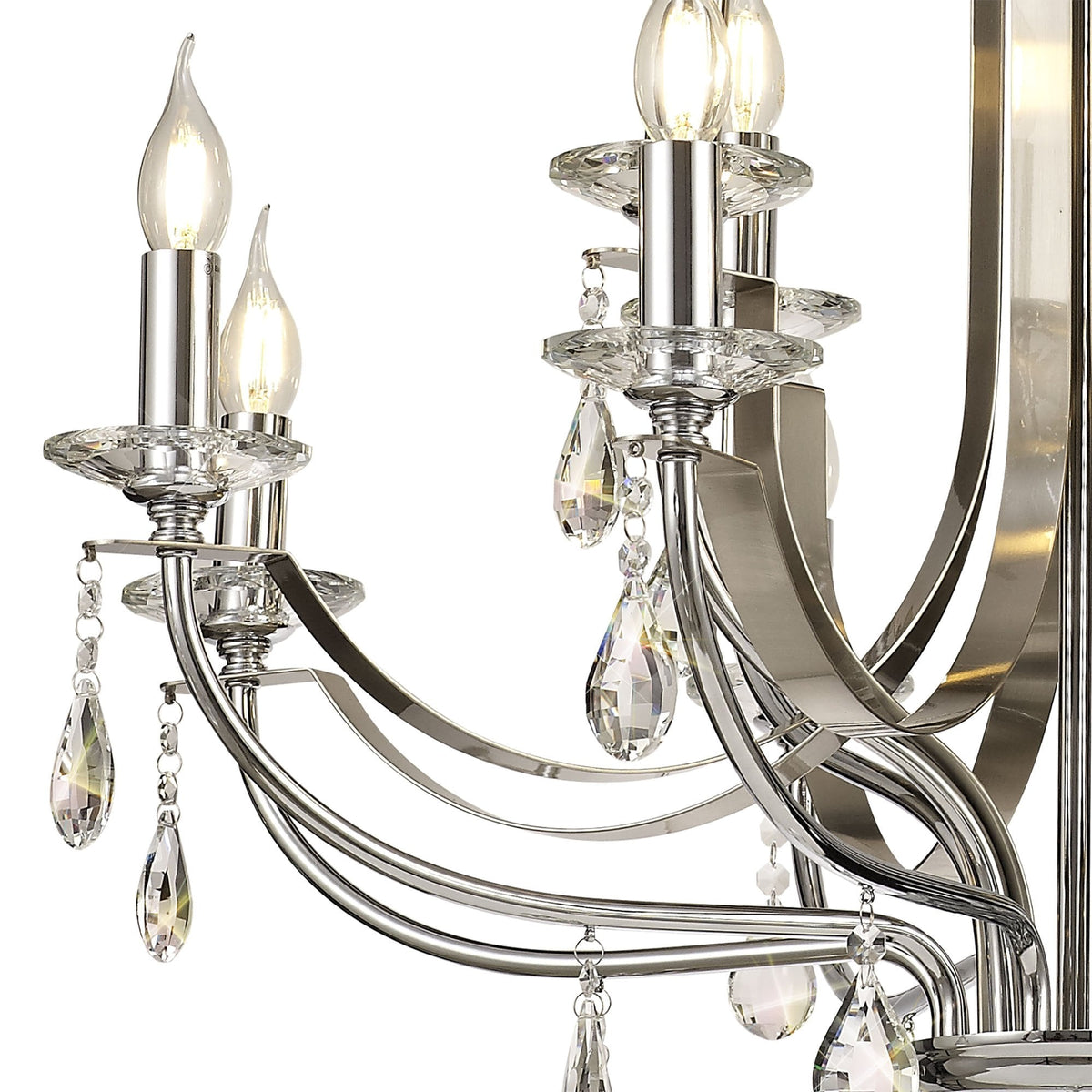 Kingskerswell E14 12 Light Polished Chrome & Satin Nickel Pendant with Clear Crystal