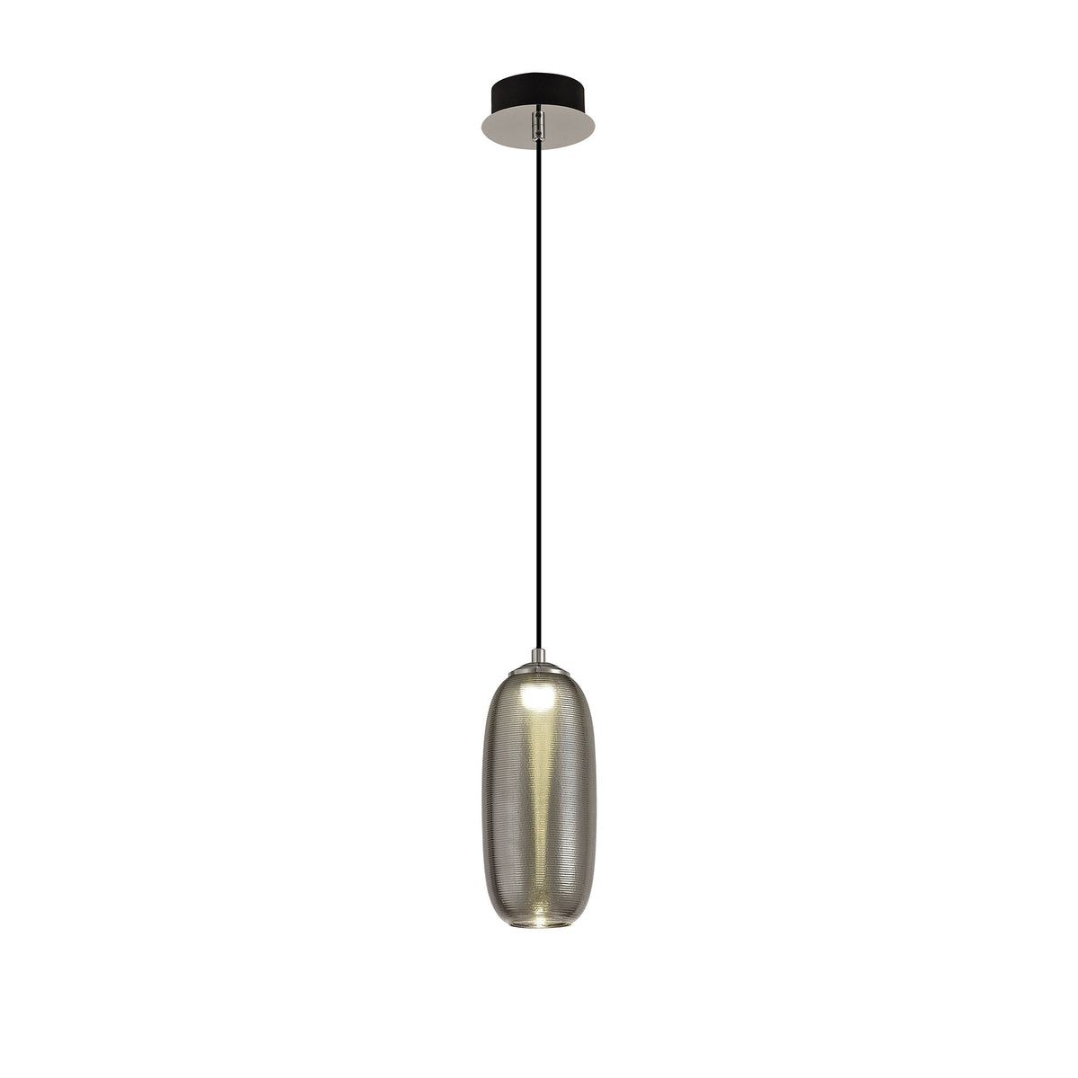 Bigbury 8W LED Chrome Pendant with Smoked Black Glass