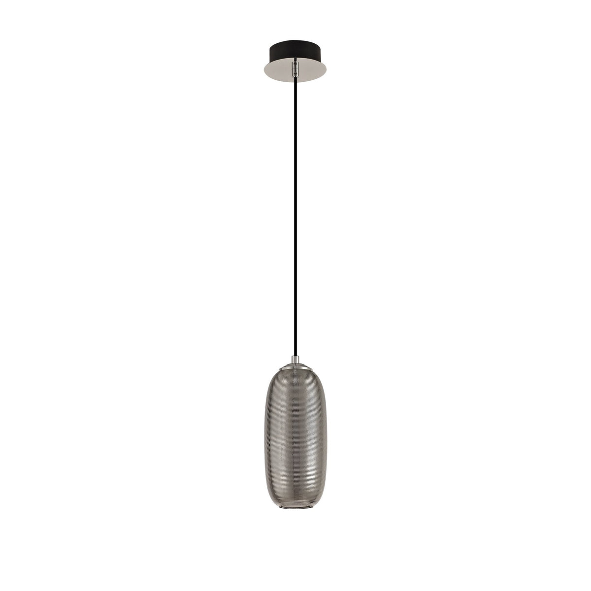 Bigbury 8W LED Chrome Pendant with Smoked Black Glass