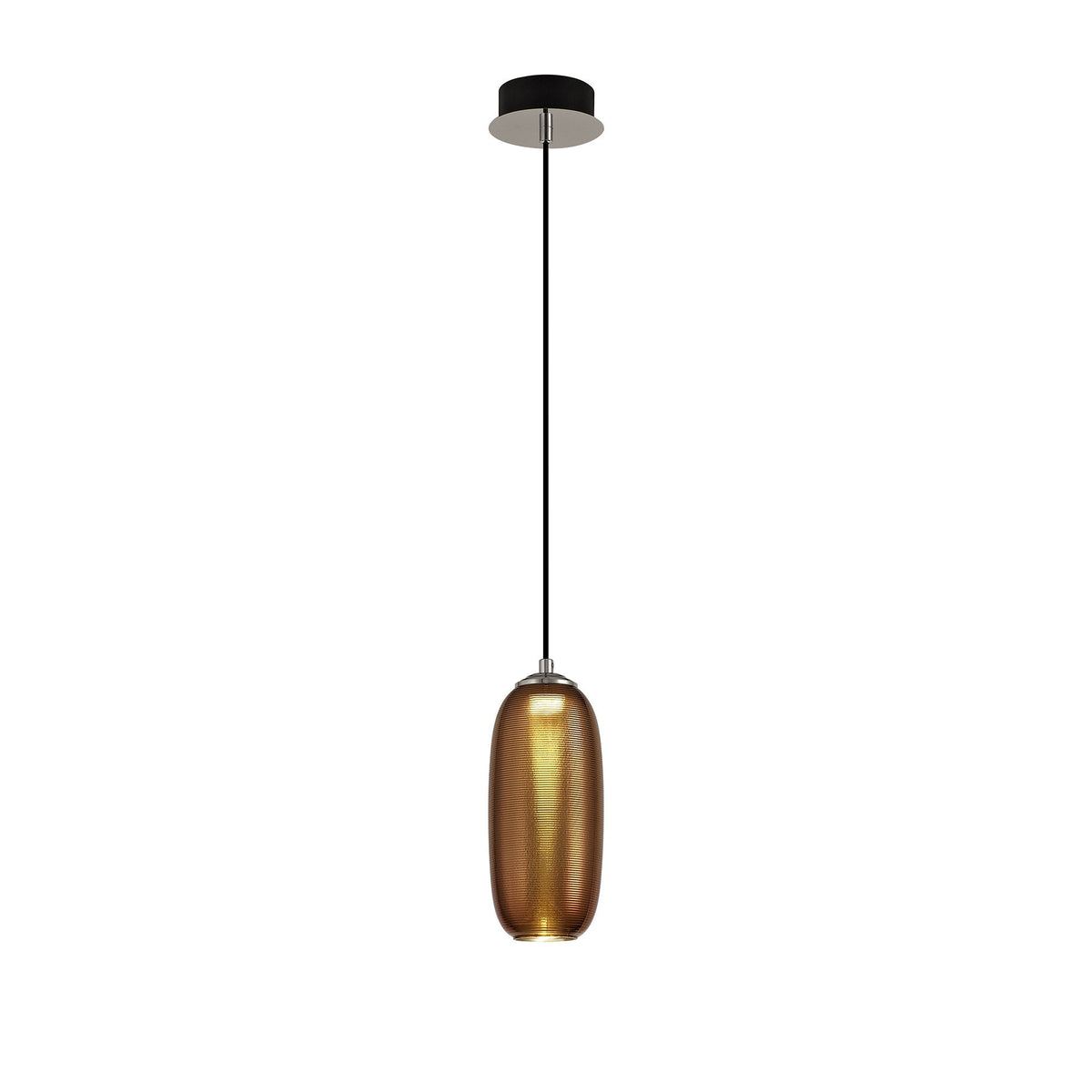 Bigbury 8W LED Chrome Pendant with Copper Glass