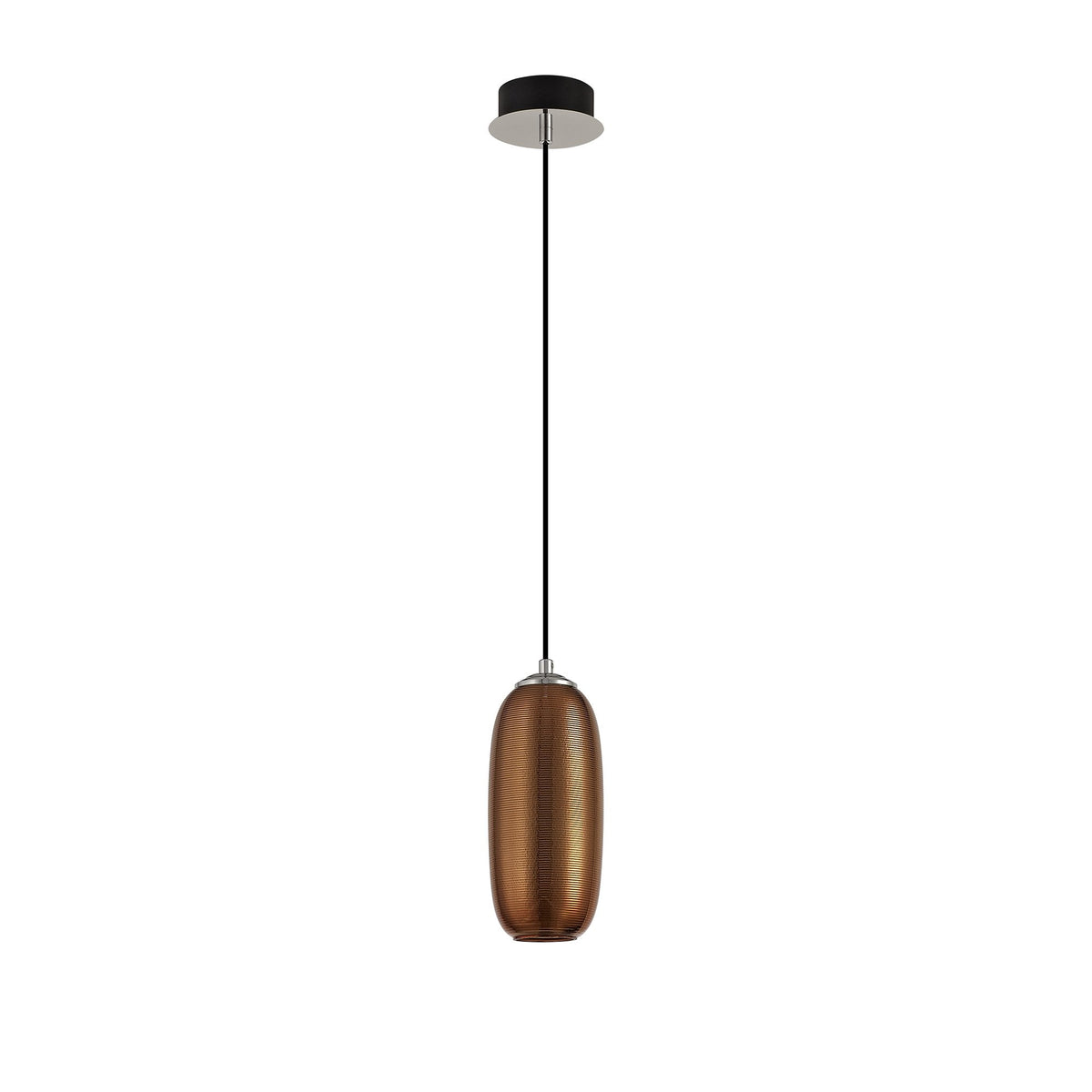 Bigbury 8W LED Chrome Pendant with Copper Glass