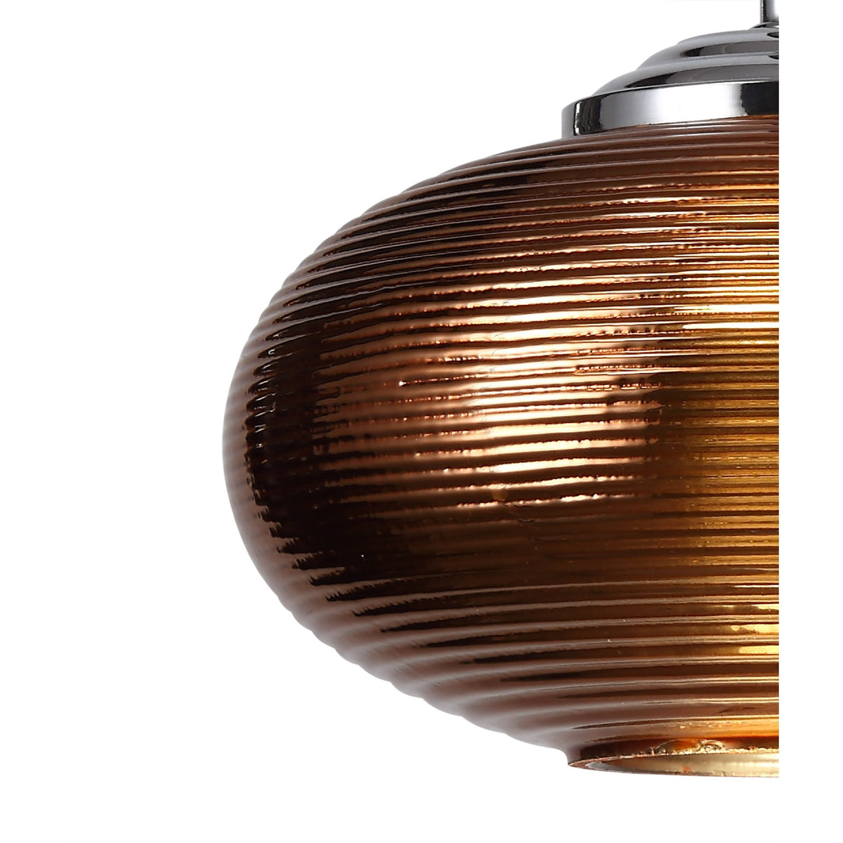 Ringmore 8W LED Switched Wall Light in Polished Chrome with Copper Glass Shade