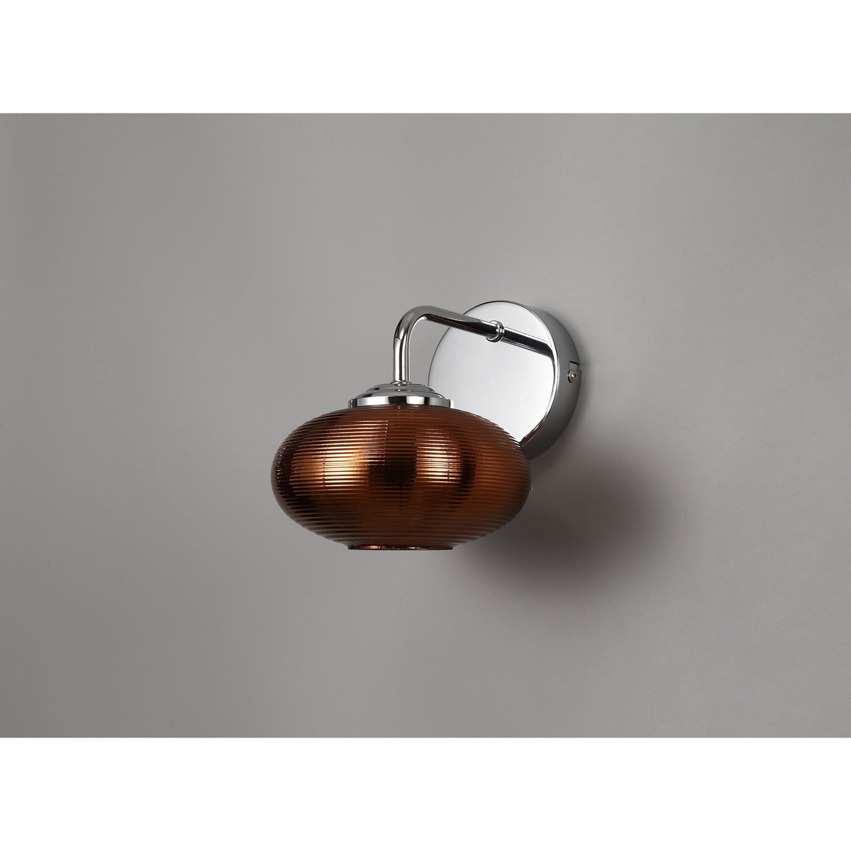 Ringmore 8W LED Switched Wall Light in Polished Chrome with Copper Glass Shade