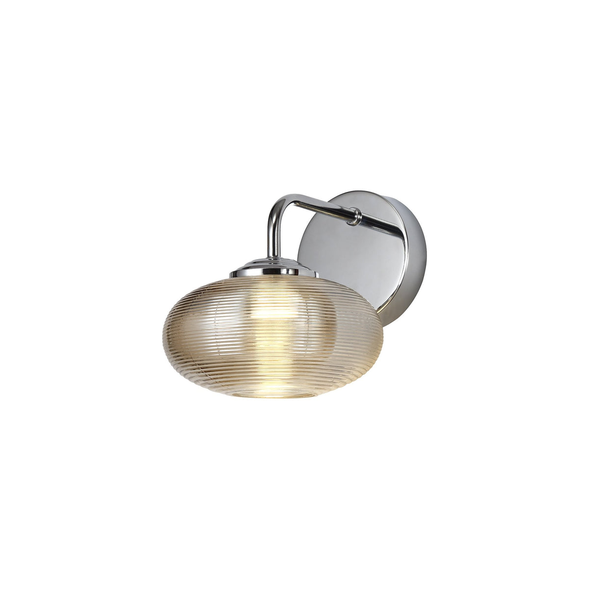 Ringmore 8W LED Switched Wall Light in Polished Chrome with Champagne Glass Shade