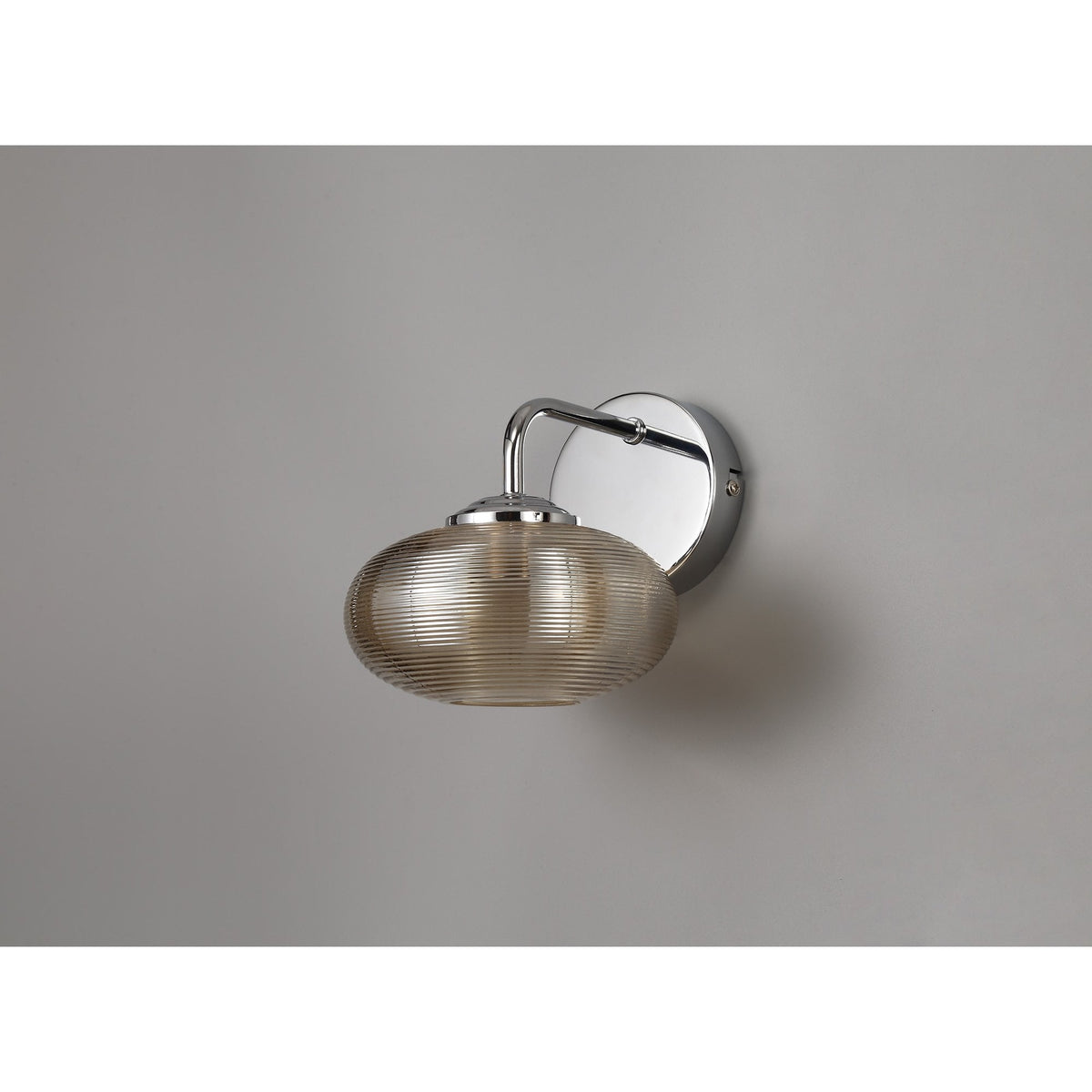 Ringmore 8W LED Switched Wall Light in Polished Chrome with Champagne Glass Shade