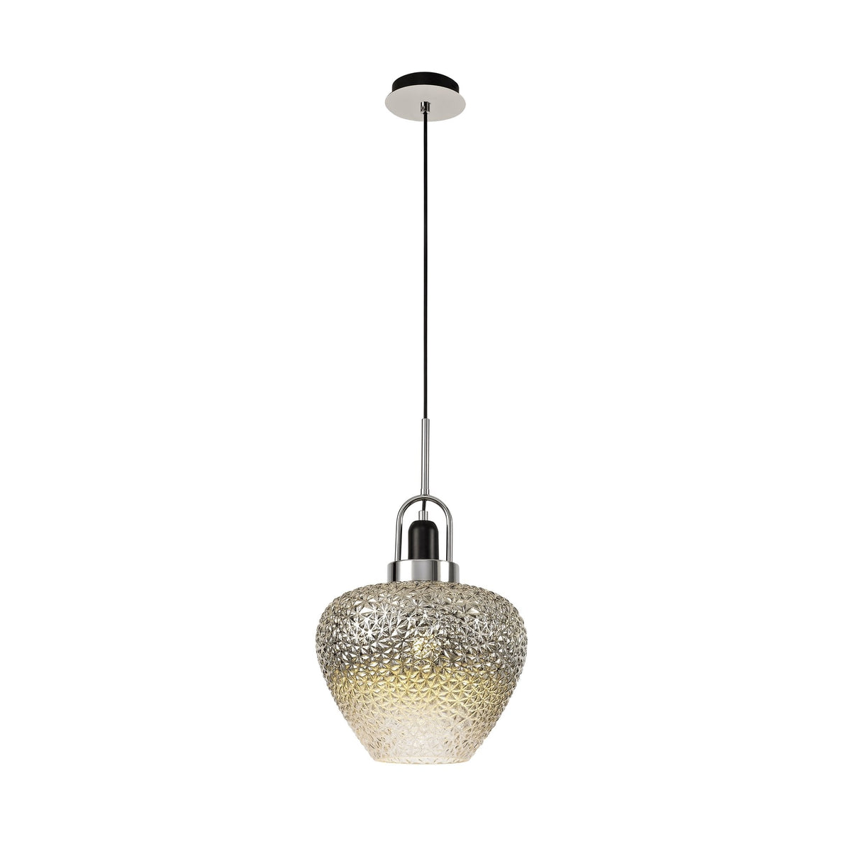Aish Pendant Polished Chrome with Ombré Smoked & Clear Glass Shade