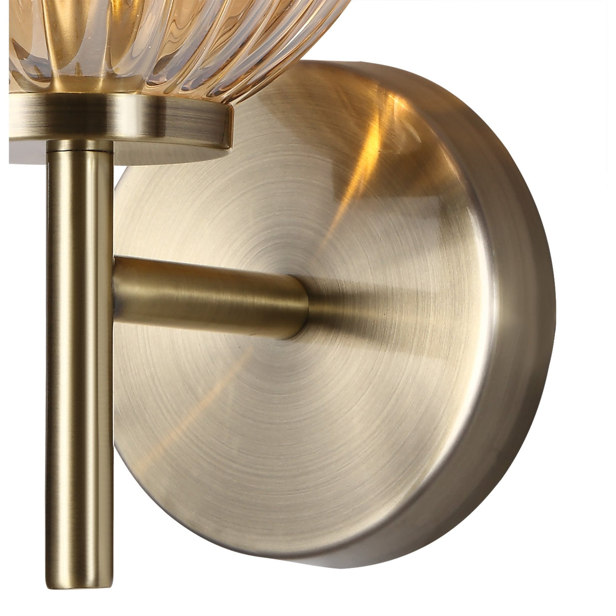 Fiddleford Wall Lamp in Antique Brass and Amber Glass