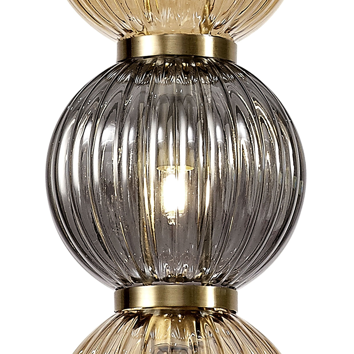 Fiddleford Pendant in Antique Brass with Smoked & Amber Glass