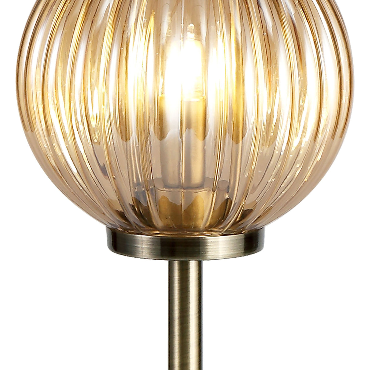 Fiddleford Table Lamp in Antique Brass with Smoked & Amber Glass