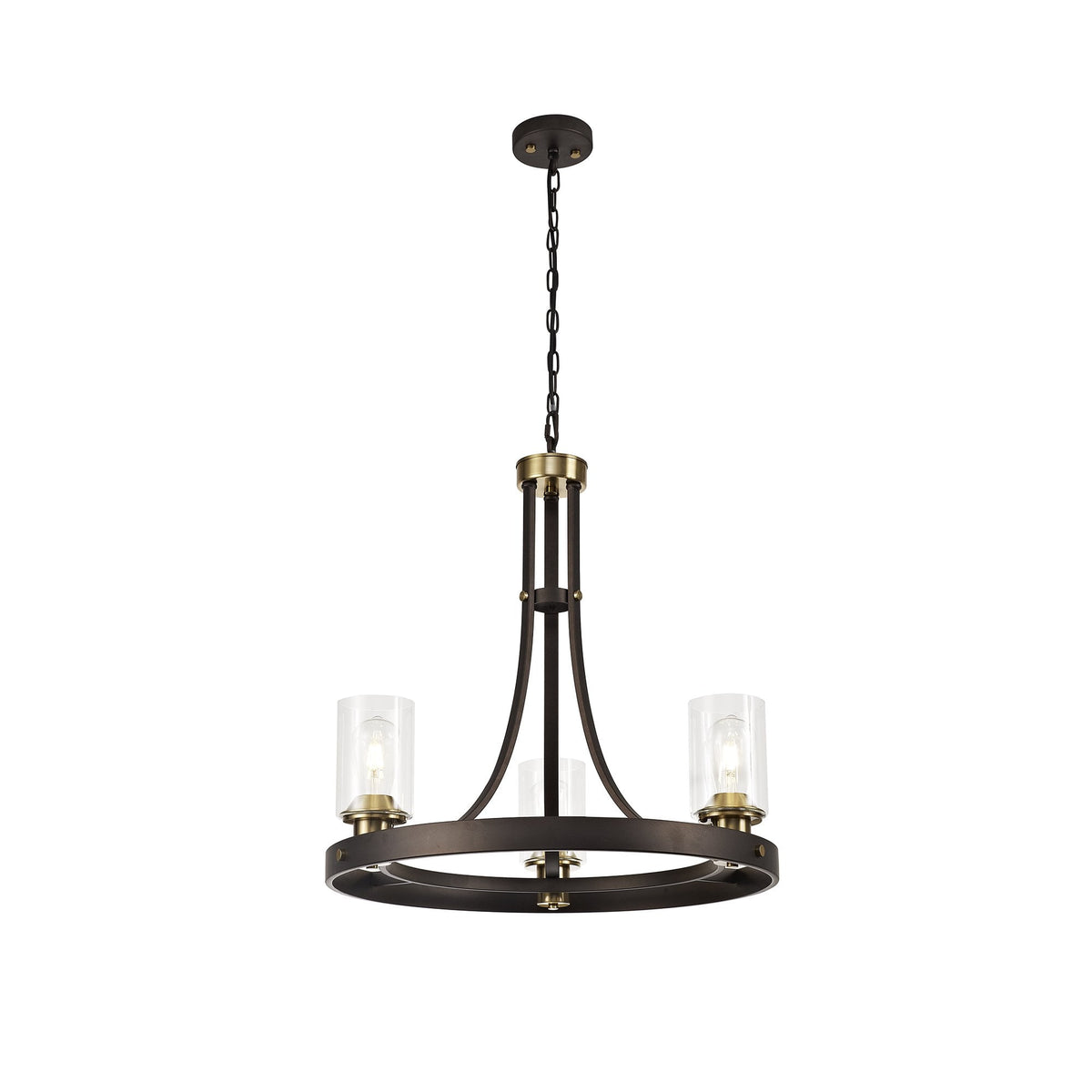 Moorhaven Oxidised Bronze 3 Light Pendant With Clear Glass Shades
