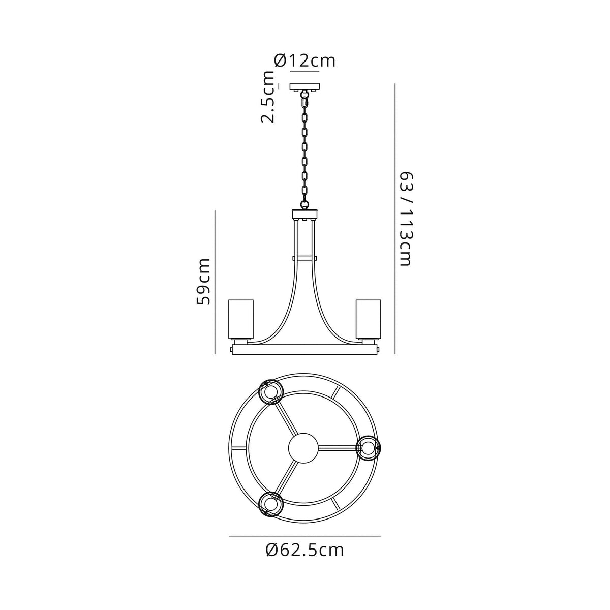 Moorhaven Oxidised Bronze 3 Light Pendant With Clear Glass Shades