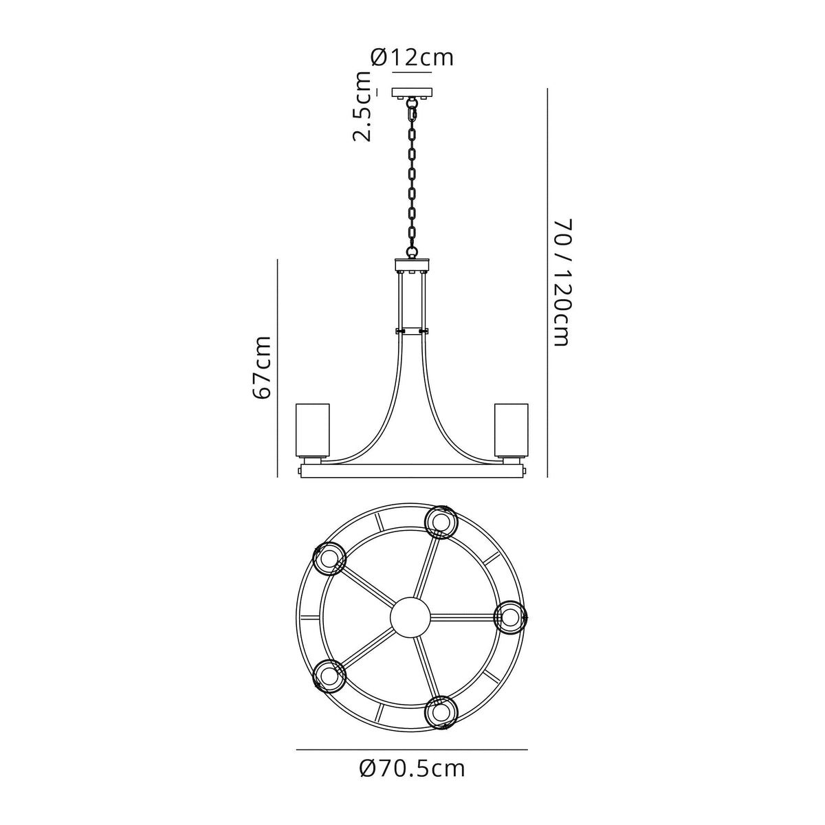 Moorhaven Oxidised Bronze 5 Light Pendant With Clear Glass Shades
