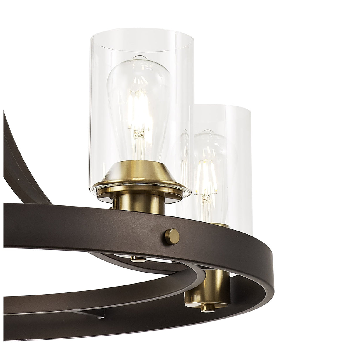 Moorhaven Oxidised Bronze 5 Light Pendant With Clear Glass Shades