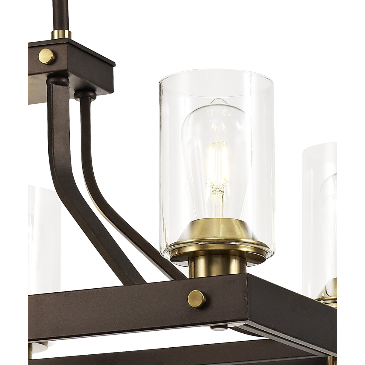 Moorhaven Oxidised Bronze Linear Pendant With Clear Glass Shades