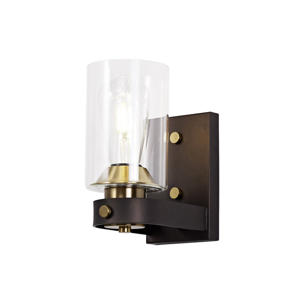 Moorhaven Oxidised Bronze Wall Lamp With Clear Glass Shade